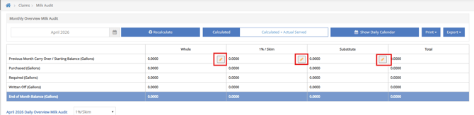 claims - milk audit