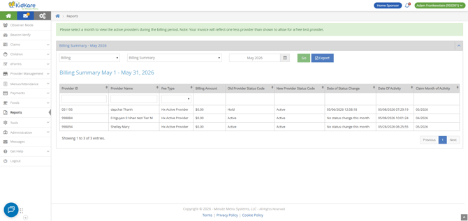 homes_billing report