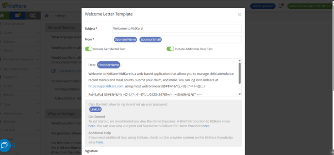 Homes - Welcome Letter