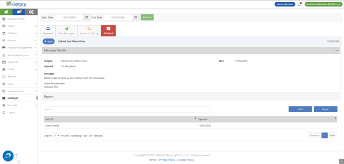 Homes - archived message detal