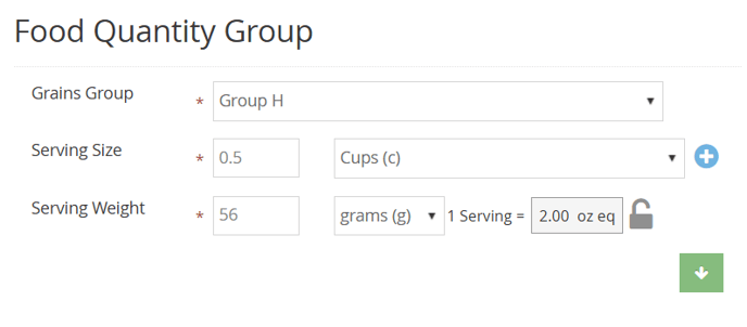 center spon - oz eq grams