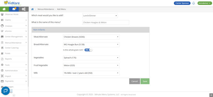 center sponsors - menu template