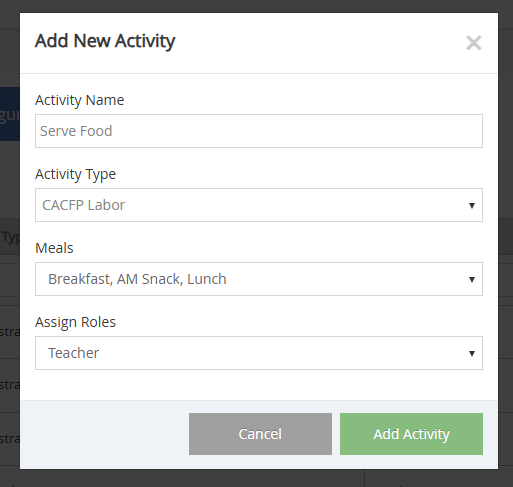 centers - add activity