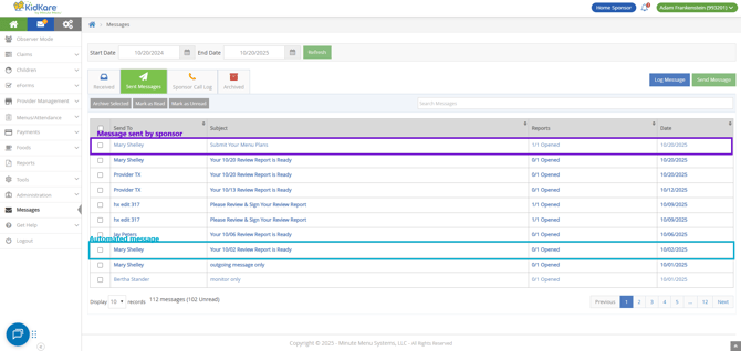 homes - sent messages