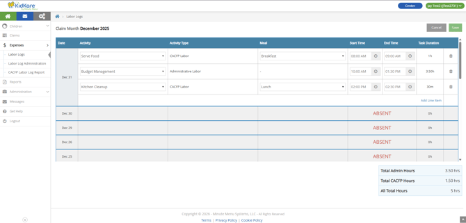 log labor _ multiple activities