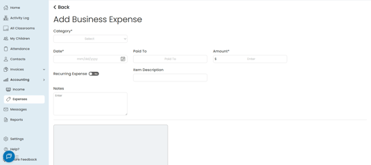 Business Expense Page