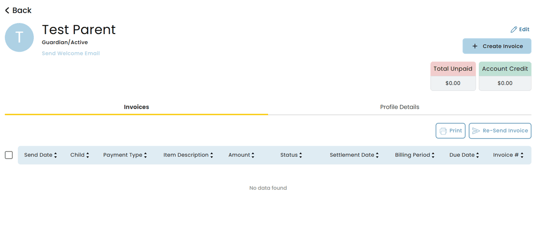Contact Invoices Page