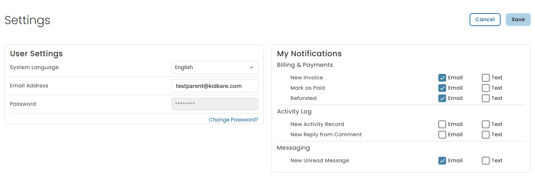 Editable User Settings