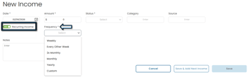 Recurring Income With Frequency