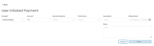 User Initiated Payments Screen
