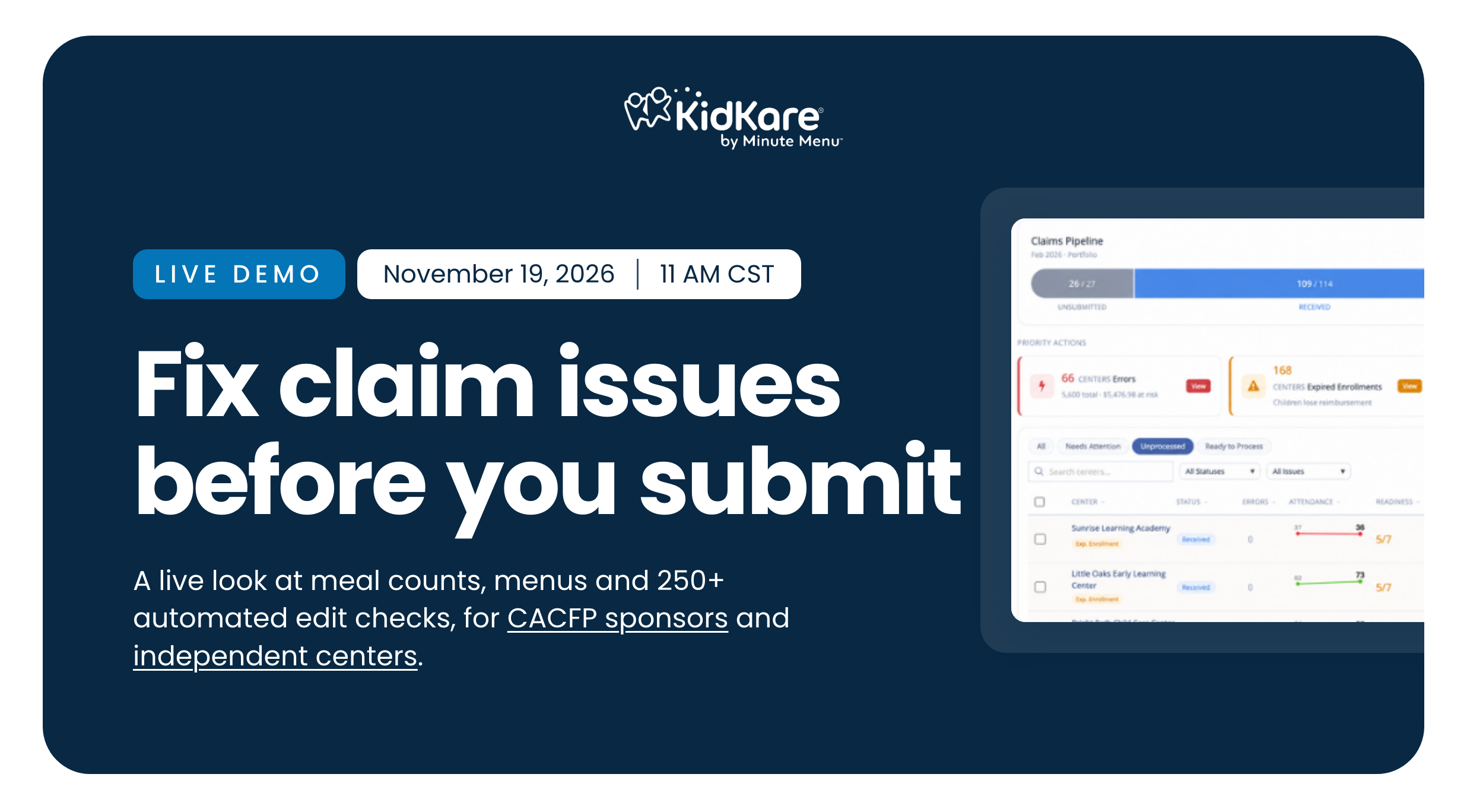 Live Food Program demo: Fix claim issues before you submit